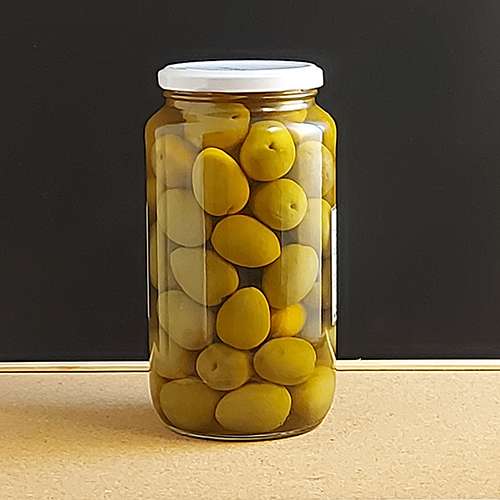 Preview: Aceitunas Gordal Anchoa 900g - Grüne Gordal-Oliven mit Sardellengeschmack Preview: Grüne Jumbo Oliven Gordal rück