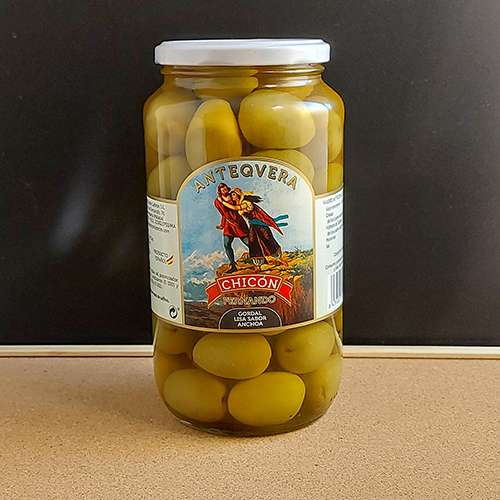Preview: Aceitunas Gordal Anchoa 900g - Grüne Gordal-Oliven mit Sardellengeschmack Preview: Aceitunas Gordal Anchoa 900g - Grüne Gordal-Oliven mit Sardellengeschmack