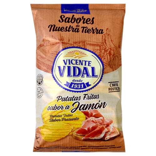 Patatas Fritas Vidal Jamon 135g - Kartoffelchips mit Schinkengeschmack