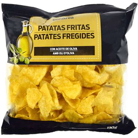 Patatas fritas - Kartoffelchips in Olivenöl gebadet