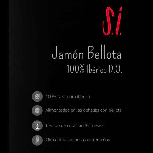100% acorn-fed Iberian ham with D.O. certificate label